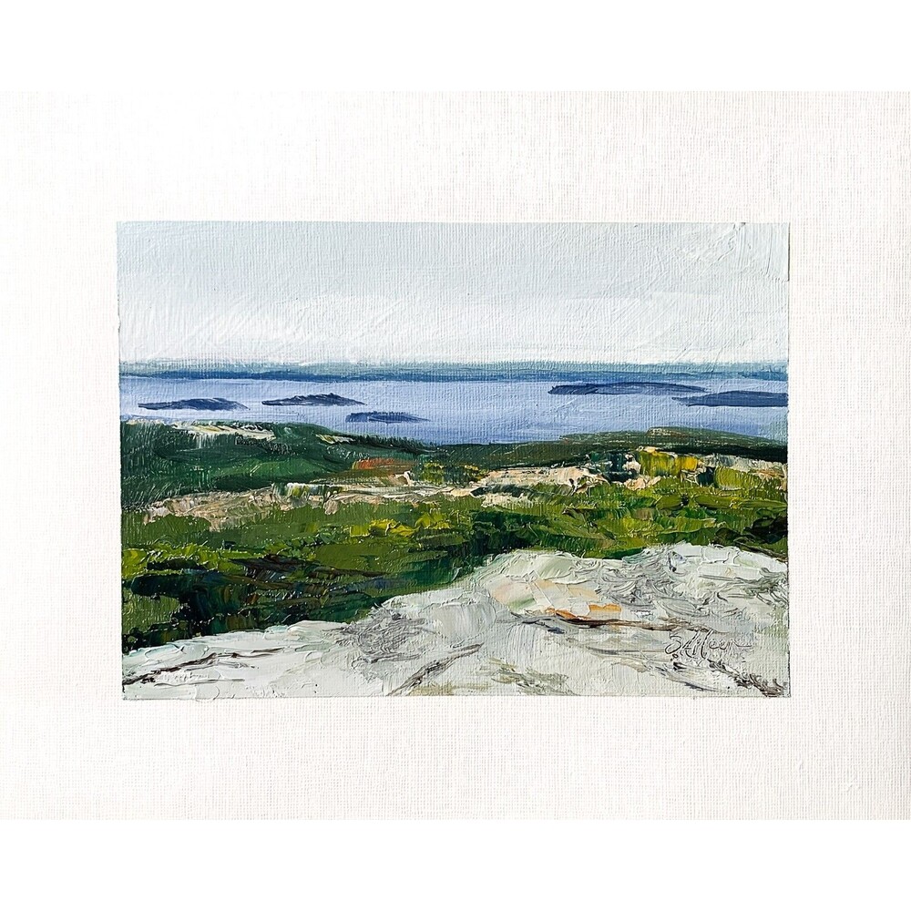 8x10 Maine Original Oil Landscape Painting Cadillac Mountain Acadia Ocean Signed